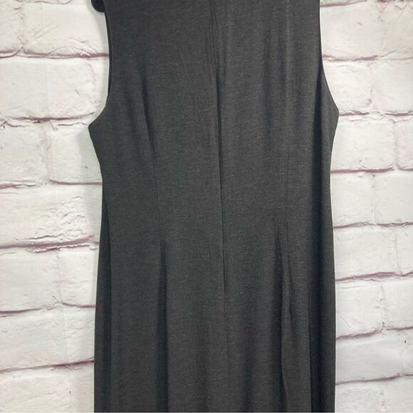 Talbots Dress SZ 12 Dark Gray Faux Wrap Rayon Maxi Fringe Lined Sleeveless Long - Picture 7 of 14